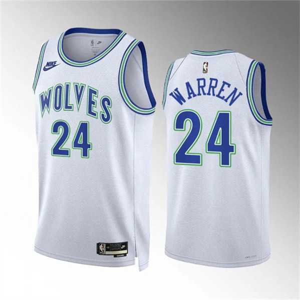 Men%27s Minnesota Timberwolves #24 Tj Warren White 2023-24 Classic Edition Stitched Jersey Dzhi->minnesota timberwolves->NBA Jersey